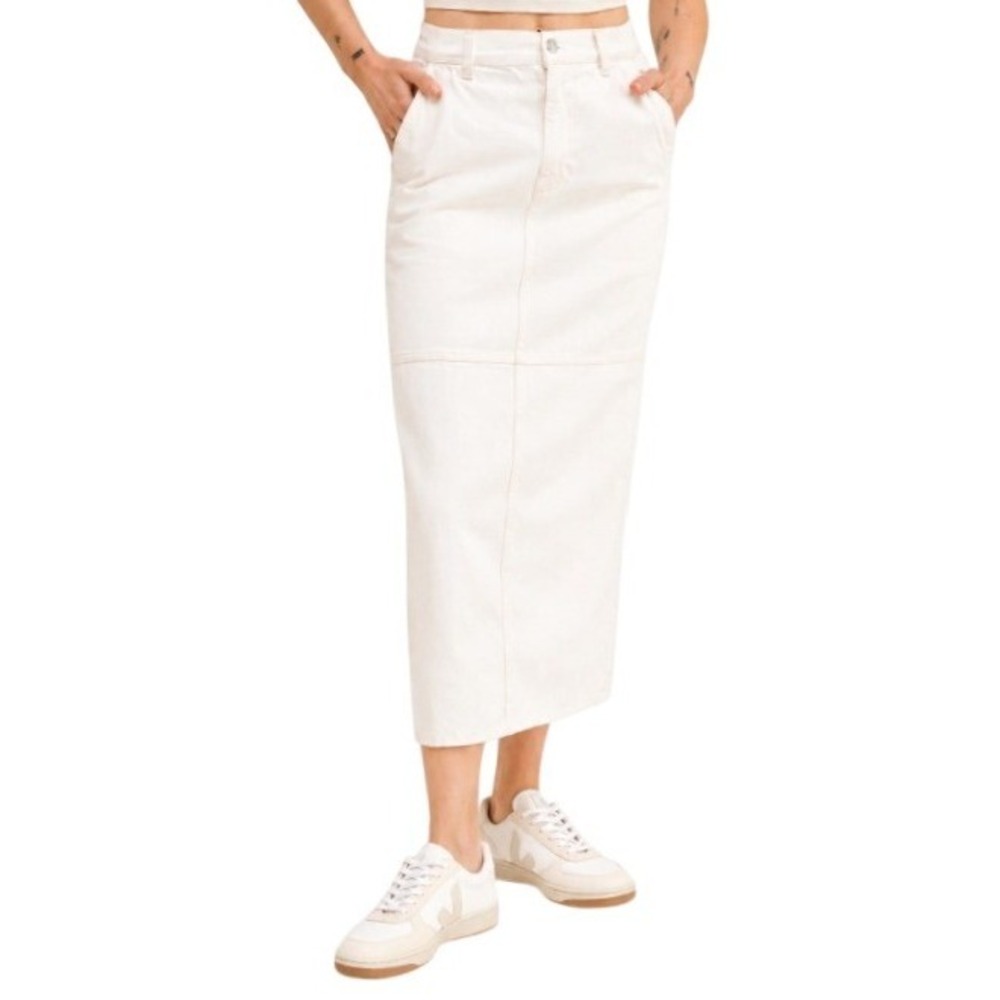 Madewell Womens 27 Off White Denim Carpenter Maxi Skirt